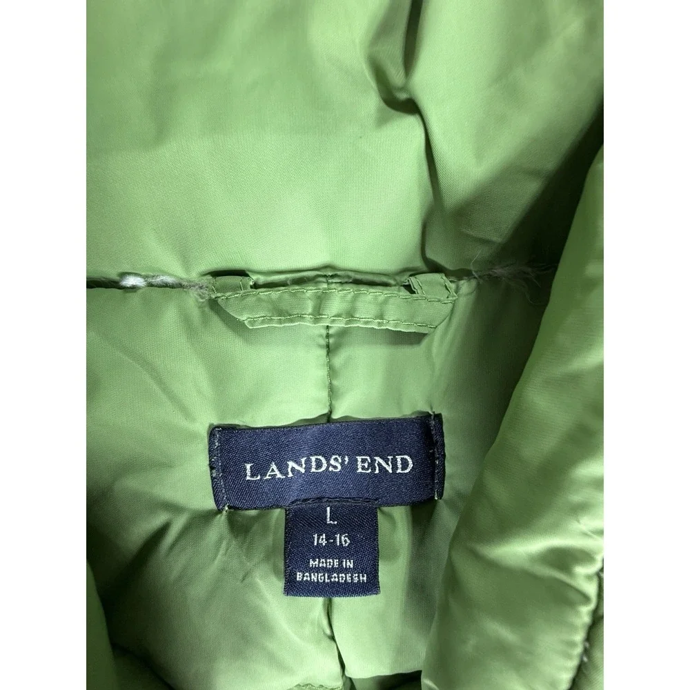 Lands End Puffer Vest Green Goose Down Kids Size L 14-16‎ Vibrant Outdoor